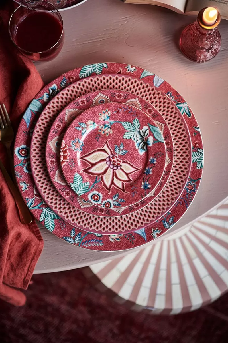 Pip Studio Assiette A Patisserie Flower Festival Rose Fonce 17Cm New