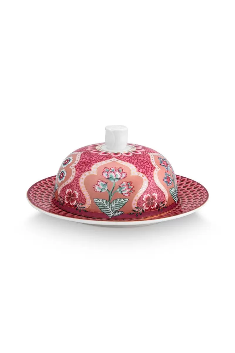 Pip Studio Beurrier Rond Flower Festival Rose Fonce Best