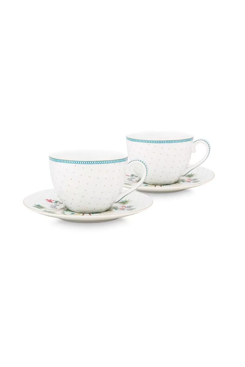 Pip Studio Lot De 2 Tasses Et Soucoupes A Cappuccino A Pois Jolie En Coloris Dore Shop