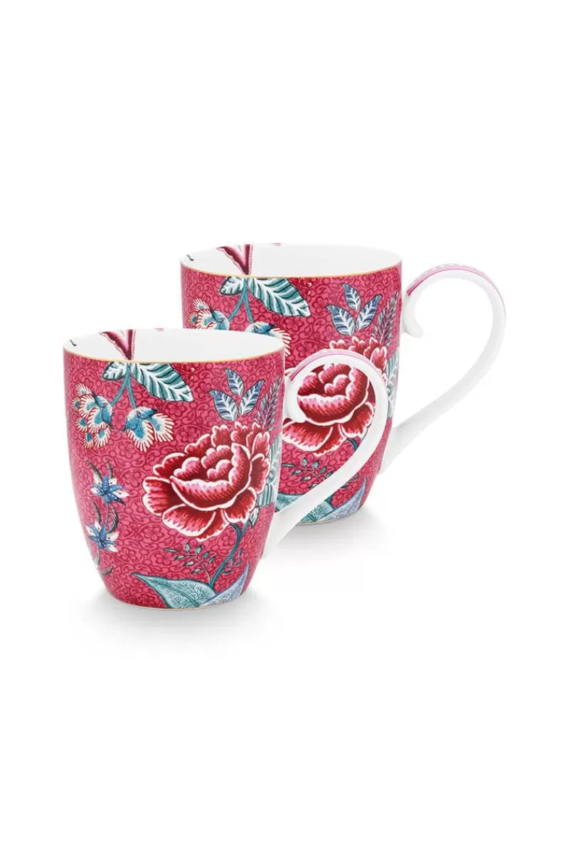 Pip Studio Lot De 2 Tasses Xl Flower Festival Rose Fonce Best