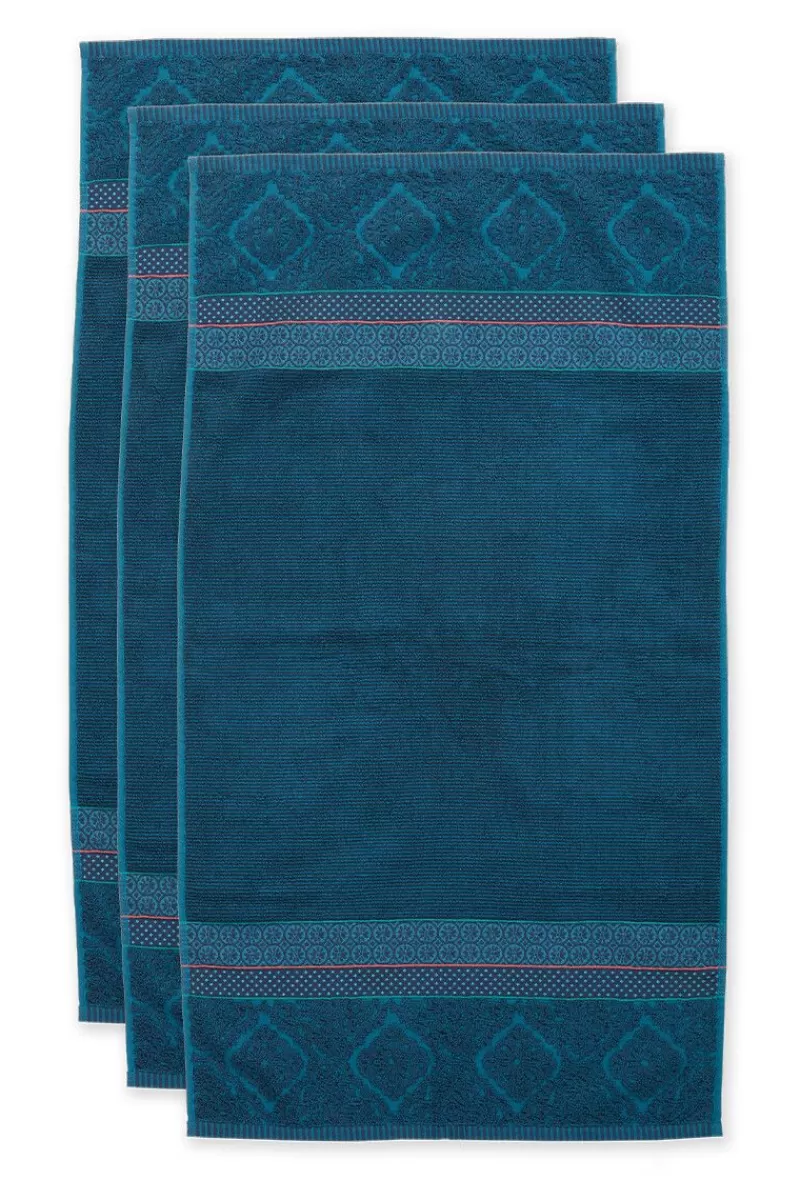 Pip Studio Lot De 3 Serviettes De Bain Soft Zellige En Coloris Fonce 55 X 100 Cm Bleu Sale