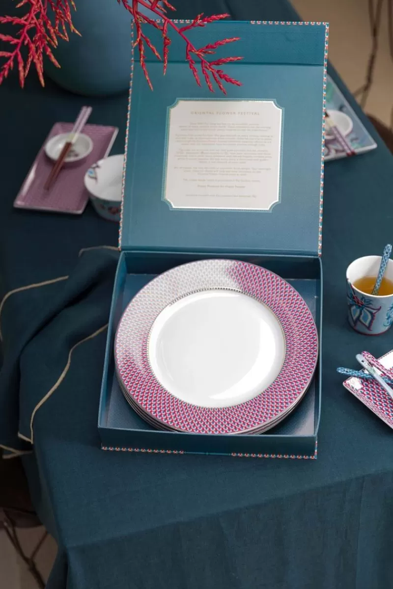 Pip Studio Lot De 4 Articles Assiettes Plates Flower Festival Rouge/ Clair 26.5Cm Bleu Online