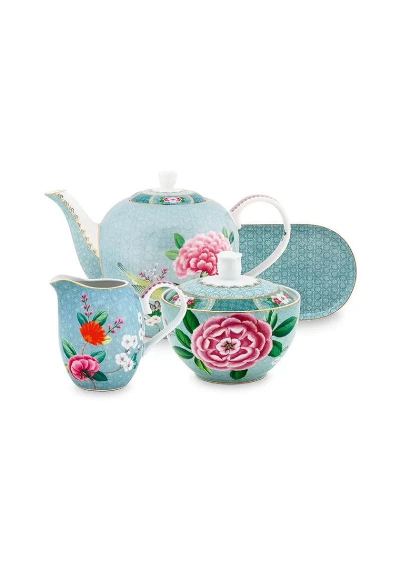 Pip Studio Lot De 4 Articles Service À Thé Blushing Birds Bleu New
