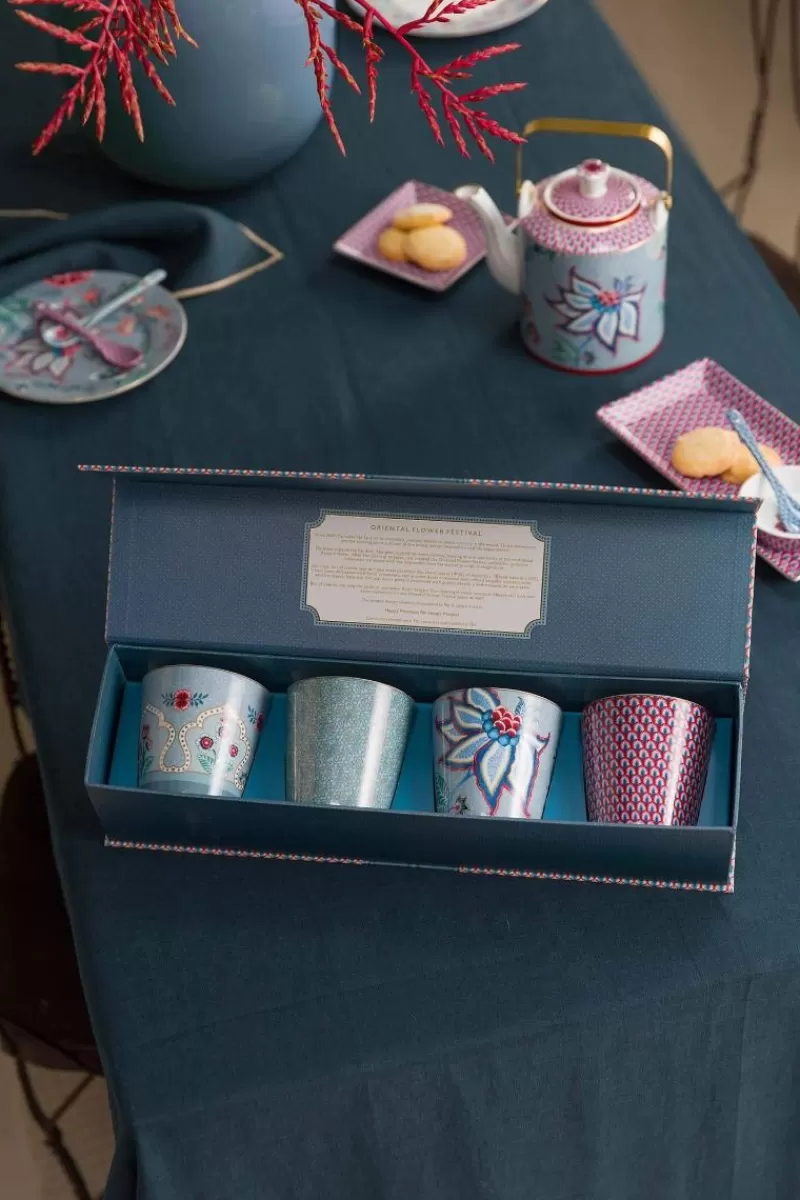 Pip Studio Lot De 4 Articles Tasses Oriental Flower Festival Bleu Sale