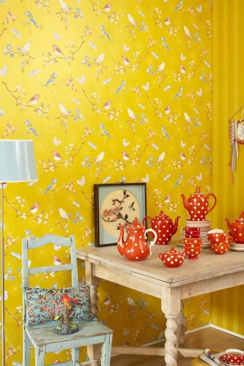 Pip Studio Papier Peint Mural Early Bird En Coloris Jaune New