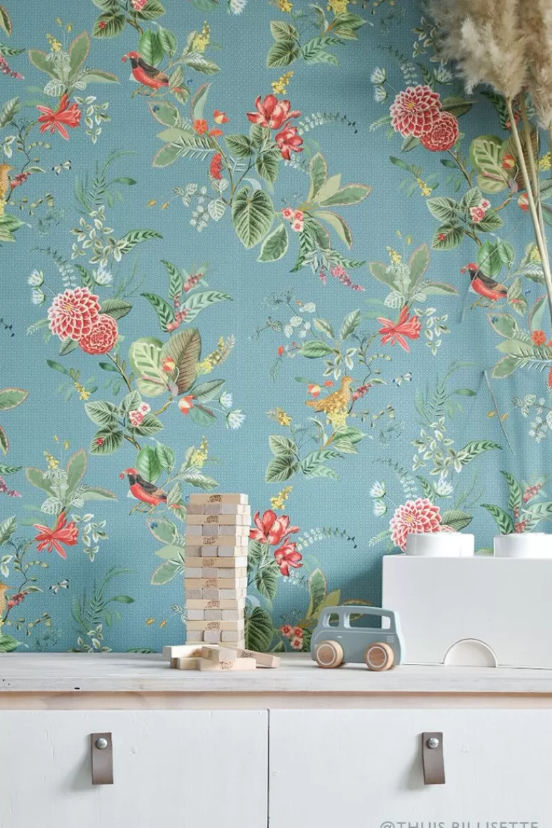 Pip Studio Papier Peint Mural Floris En Coloris Essence Bleu Shop