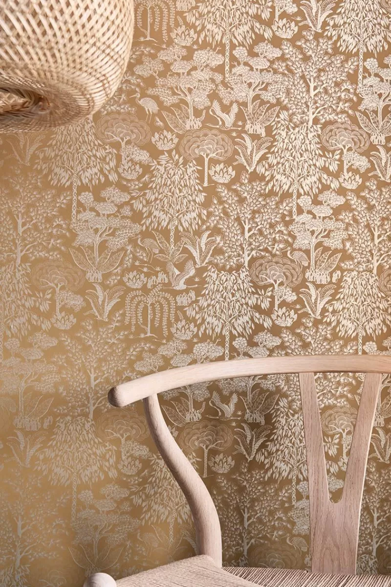 Pip Studio Papier Peint Intissé Origami Tree Ocre/Or Jaune Sale