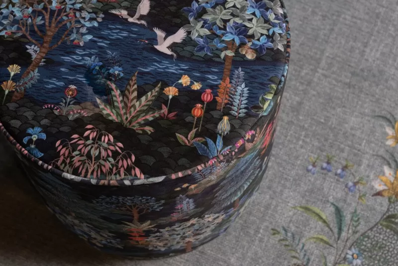 Pip Studio Pouf Moyen Pip Garden Bleu Fonce Sale