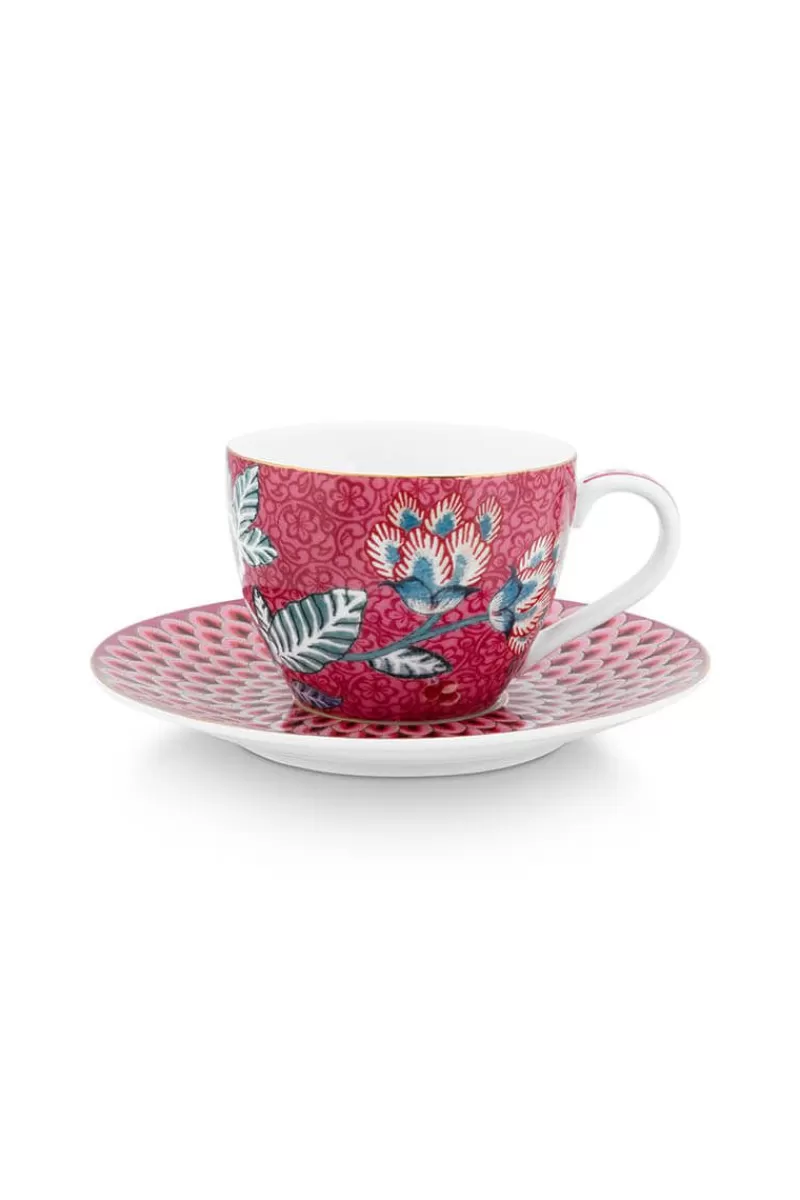 Pip Studio Tasse Et Soucoupe A Expresso Flower Festival Rose Fonce New
