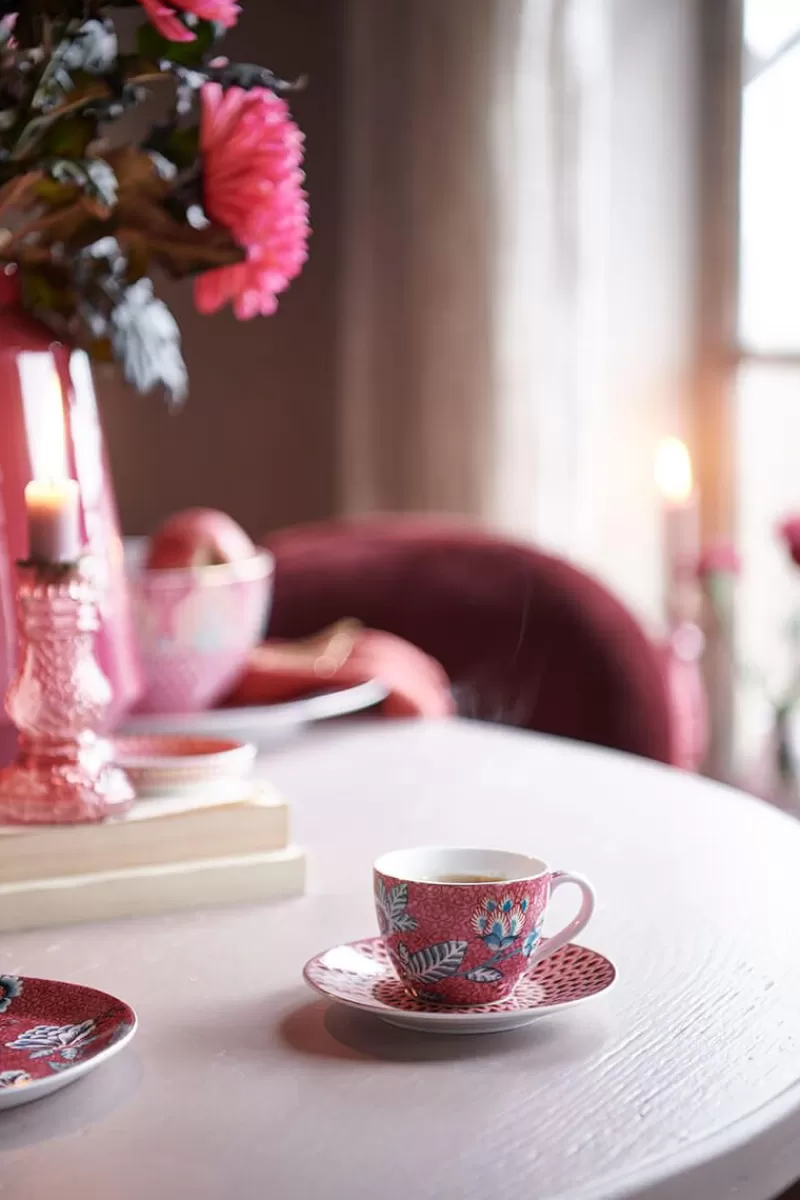 Pip Studio Tasse Et Soucoupe A Expresso Flower Festival Rose Fonce New