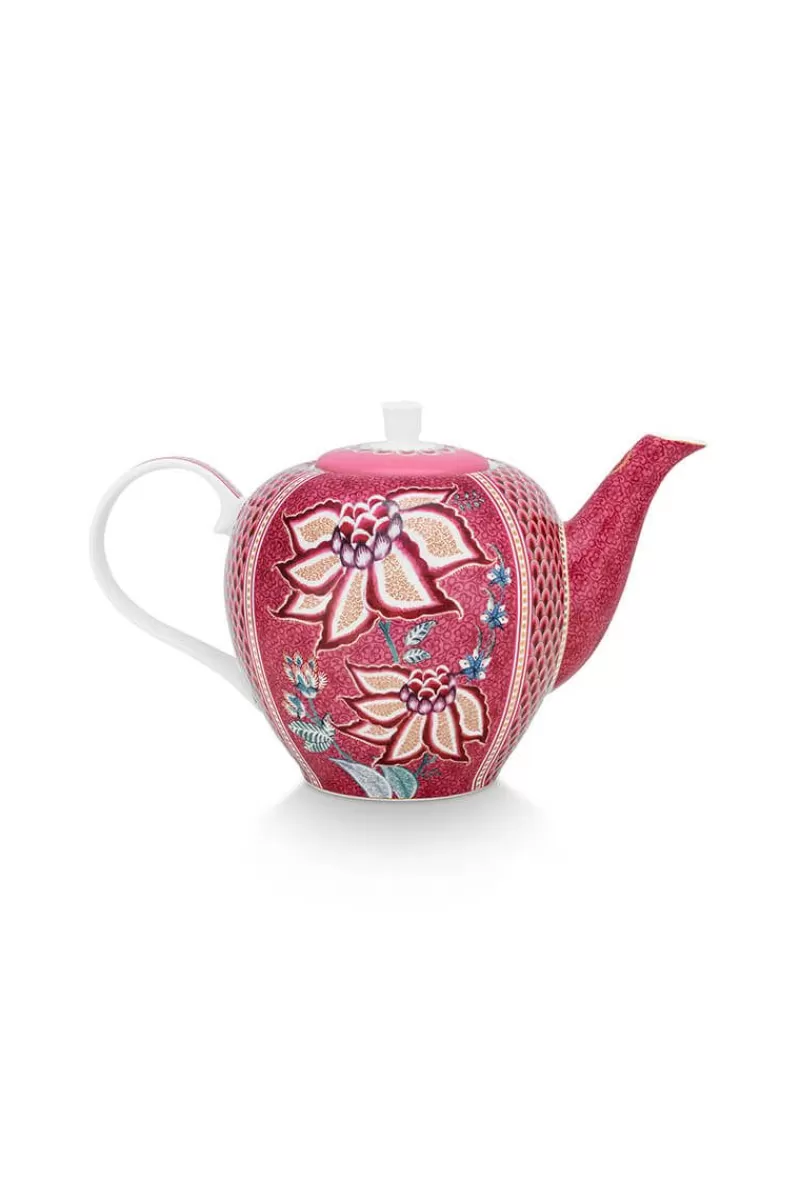 Pip Studio Théiere De Grande Taille Flower Festival Rose Fonce Clearance