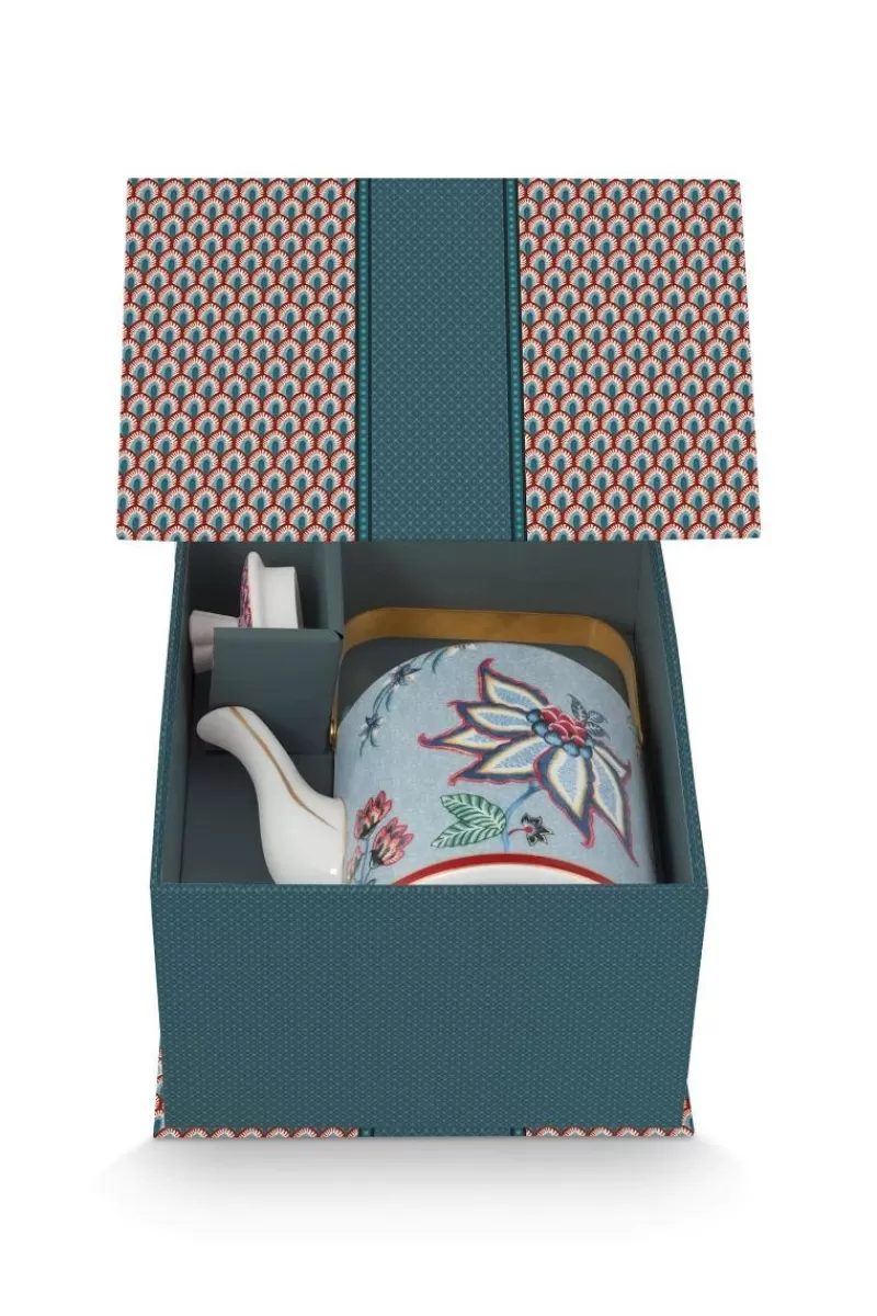 Pip Studio Théiere Moyenne Oriental Flower Festival Bleu Cheap
