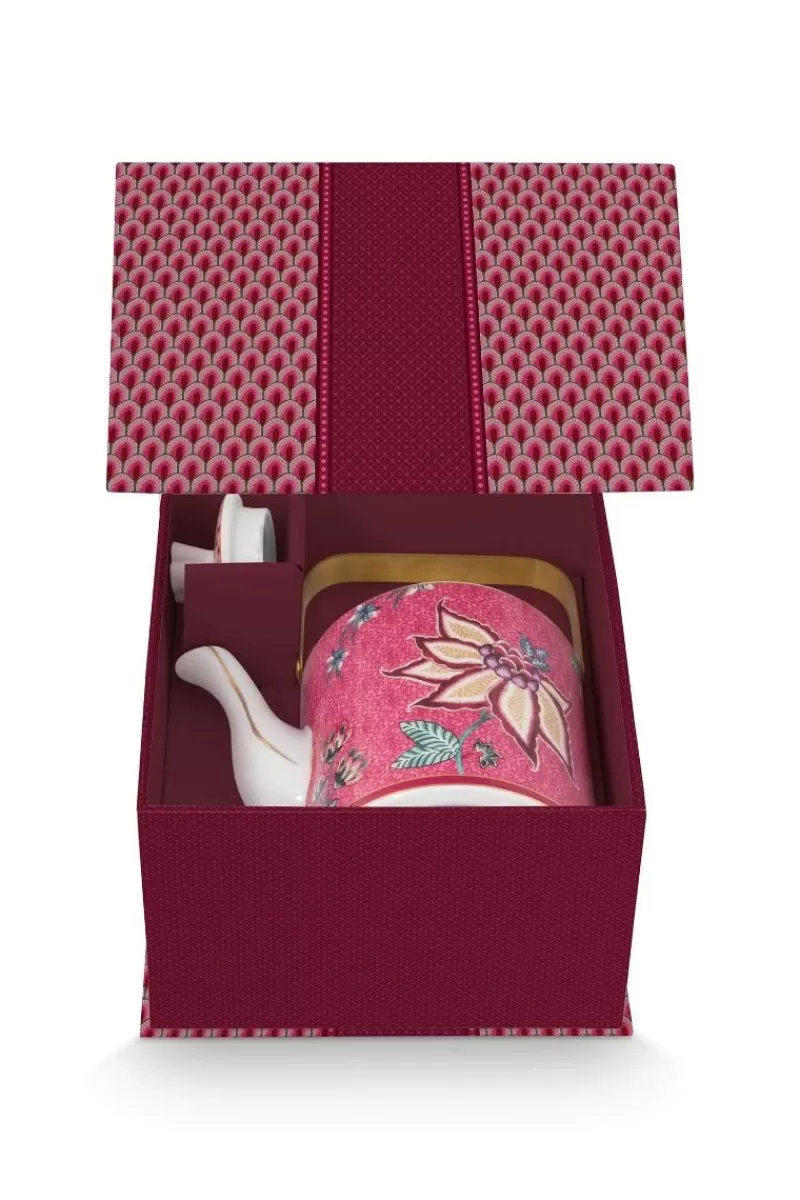 Pip Studio Théiere Moyenne Oriental Flower Festival Fonce Rose Flash Sale