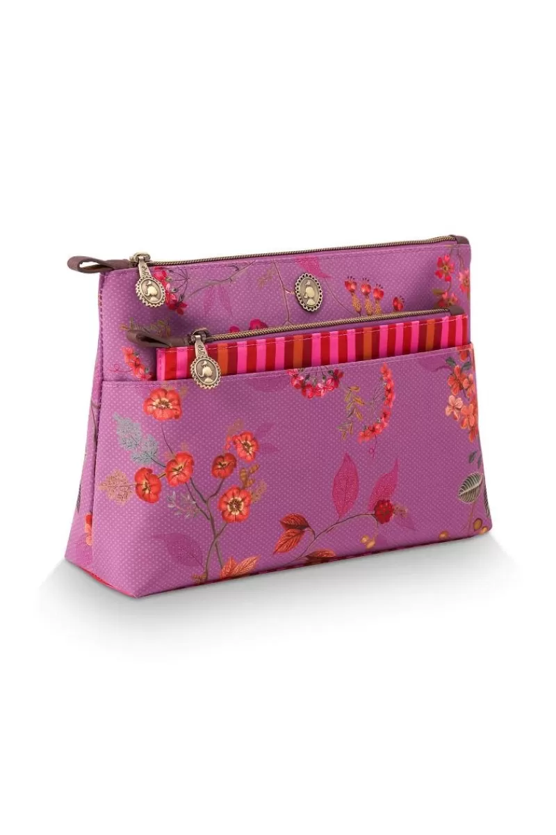 Pip Studio Trousse A Cosmetiques Combi Kawai Flower En Coloris Fuchsia Best