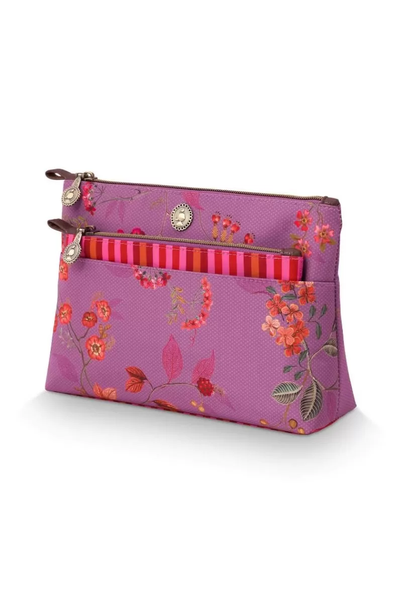 Pip Studio Trousse A Cosmetiques Combi Kawai Flower En Coloris Fuchsia Best