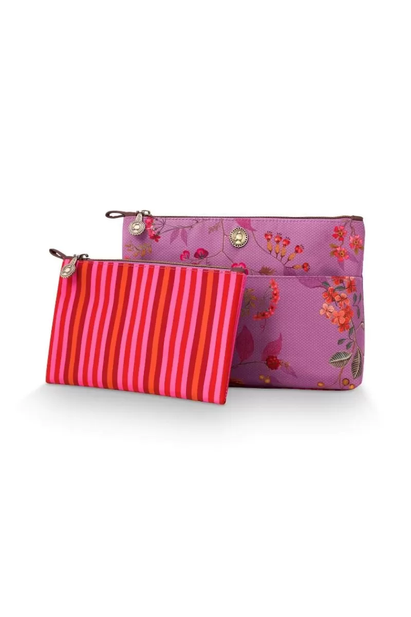Pip Studio Trousse A Cosmetiques Combi Kawai Flower En Coloris Fuchsia Best