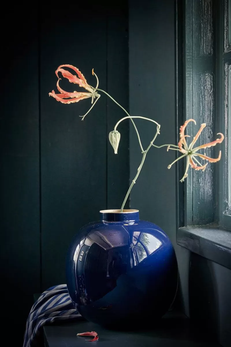 Pip Studio Vase En Metal En Coloris Fonce 23 Cm Bleu Hot