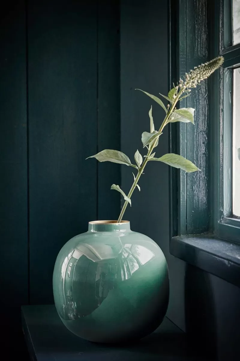 Pip Studio Vase En Metal En Coloris Fonce 23 Cm Vert Store