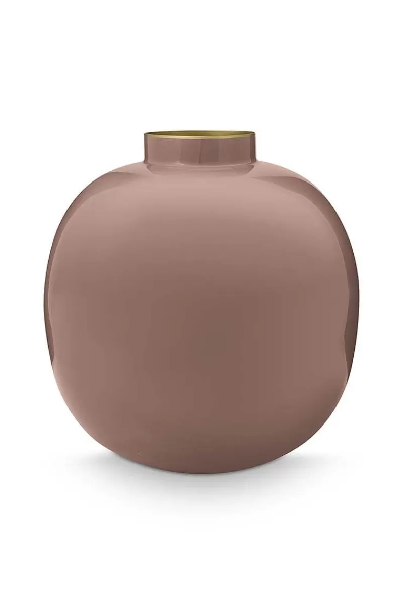Pip Studio Vase En Metal En Coloris Marron Fonce 23 Cm Kaki Sale