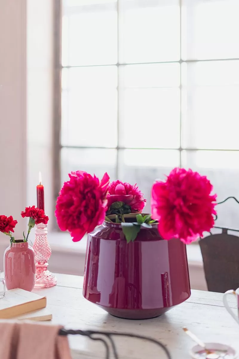 Pip Studio Vase En Metal En Coloris Rose Fonce 23 Cm Flash Sale
