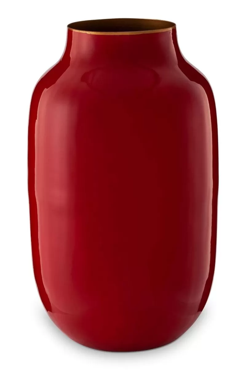 Pip Studio Vase Ovale En Metal En Coloris 30 Cm Rouge Outlet
