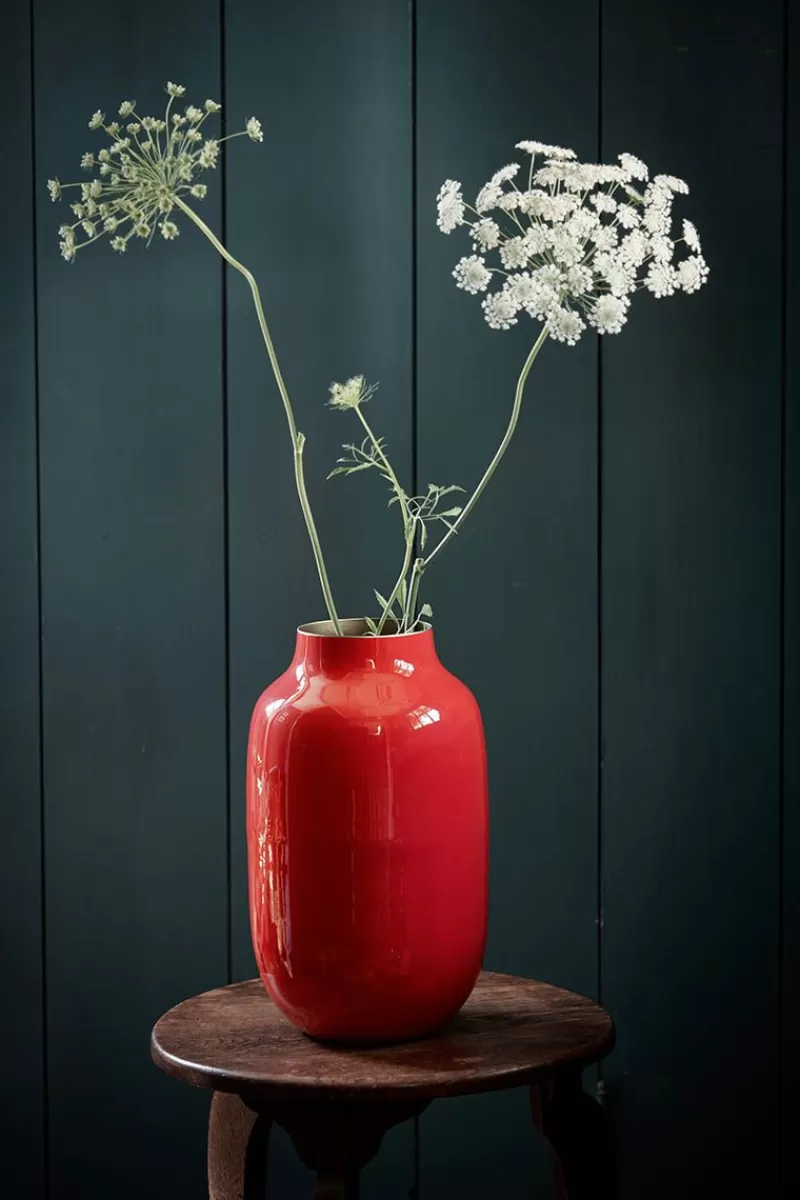 Pip Studio Vase Ovale En Metal En Coloris 30 Cm Rouge Outlet